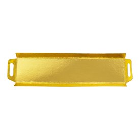 Tabuleiro Cartão Retângulo Ouro Alças 32x7,5 cm (5 Uds)
