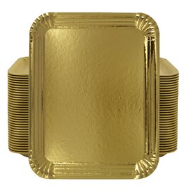 Bandeja de Cartão Rectangular Ouro 16x22 cm (100 Uds)