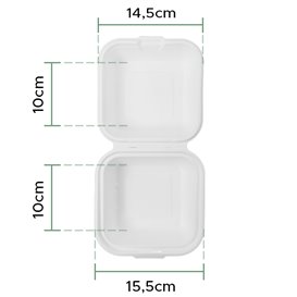 Embalagem Cana-de-açúcar Branco 150x150x80mm (50 Uds)