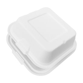 Embalagem Cana-de-açúcar Branco 150x150x80mm (50 Uds)