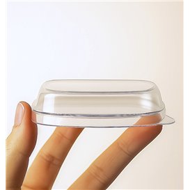 Tampa Alta para Tigela Quadrada PS Transparente 7,5x7,5cm (100 Uds)