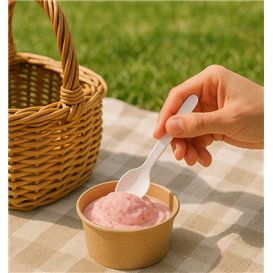 Colher em Cartão Rígido de Sobremesa Branco 11,5cm (50 Uds)