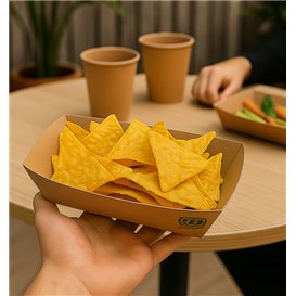 Barqueta Cartão de Bambu Kraft 700ml 20,5x15x5,2cm (500 Uds)