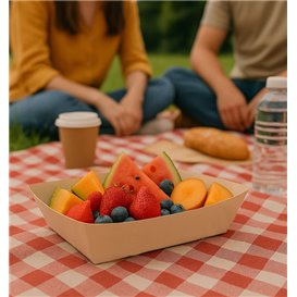 Barqueta Cartão de Bambu Kraft 800ml 24x16x5,2cm (125 Uds)