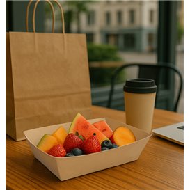Barqueta Cartão de Bambu Kraft 800ml 24x16x5,2cm (125 Uds)