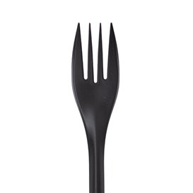 Garfo Reutilizável PP Preto 17,5cm (50 Uds)