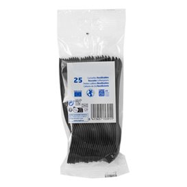 Colher Sobremesa Reutilizável PP Preta 12,4cm (1.000 Uds)