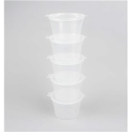 Embalagem para Molhos com Tampa Articulada Plastico PP Transparente 120ml (50 Uds)