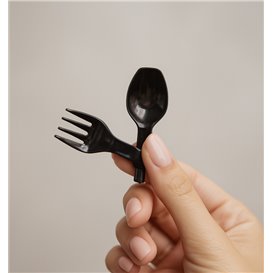 Duo Reusable Colharfo Durável Reutilizável PP Preto 12cm (500 Uds)