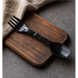 Duo Reusable Colharfo Durável Reutilizável PP Preto 12cm (500 Uds)