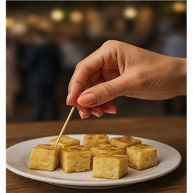 Palitos Madeira Bambu Ponta Vermelha 7cm (300 Uds)