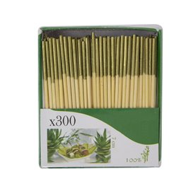 Palitos Madeira Bambu Ponta Dourada 7cm (300 Uds)