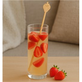 Agitador de Bebida em Bambu Morango 18cm (600 Uds)