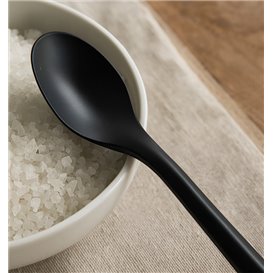 Colher Sobremesa Reutilizável PP Preta 12,4cm (50 Uds)