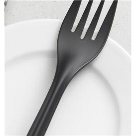 Garfo Reutilizável PP Preto 17,5cm (50 Uds)
