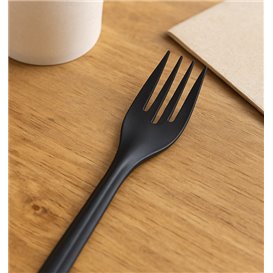 Garfo Reutilizável PP Preto 17,5cm (50 Uds)