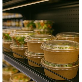 Terrina de Cartão Kraft-Kraft con Tampa PET 750ml Ø15cm (50 Uds)