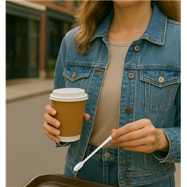 Paletina Cafe Reutilizável CPLA Branca 13cm (100 Uds)