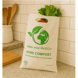 Saco Plastico Asas Vazadas Bio Home Compost 20x33cm 20µm (100 Uds)