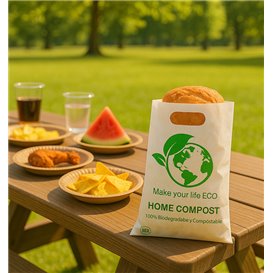 Saco Plastico Asas Vazadas Bio Home Compost 20x33cm 20µm (100 Uds)