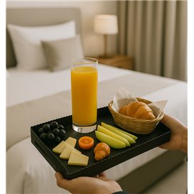 Bandeja Cartão Retângulo Preto Alças 16x23 cm (10 Uds)