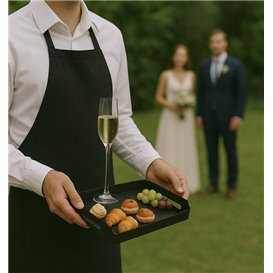 Bandeja Cartão Retângulo Preto Alças 16x23 cm (10 Uds)