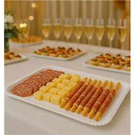 Bandeja de Cartão Rectangular Branca 25x34cm (50 Uds)