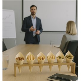 Suporte de Bambu com Cones 33,5x6x8cm (15 Ud)