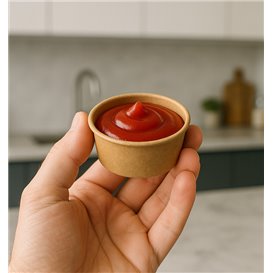 Terrina Cartão Kraft de molho 50ml Ø6,3cm (50 Uds)