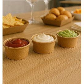 Terrina Cartão Kraft de molho 50ml Ø6,3cm (50 Uds)