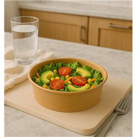 Saladeira de Cartão Kraft-Kraft 600ml Ø15,0cm (300 Uds)