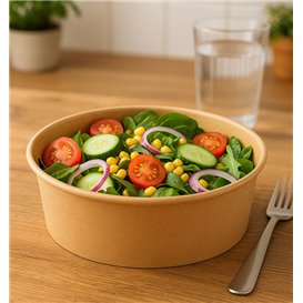 Saladeira de Cartão Kraft-Kraft 1.000ml Ø16,6cm (50 Uds)