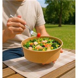 Saladeira de Cartão Kraft-Kraft 1.000ml Ø16,6cm (300 Uds)