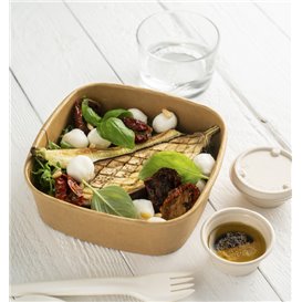 Terrina Quadrada de Cartão Kraft 750ml 17x17x5cm (300 Uds)