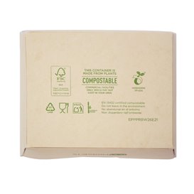 Caixa TakeAway Cartão de Bambu Kraft com Janela 11,5x9x6,5 cm 700ml (200 Uds)