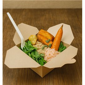 Caixa Take Away Cartão de Bambu Kraft 16x14x6,5cm 1800ml (200 Uds)