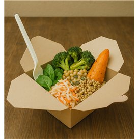 Caixa Take Away Cartão de Bambu Kraft 14x12x6,5cm 1300ml (50 Uds)