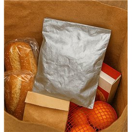 Saco de Papel Alumínio Antigordura Prateada 22,3+5x20cm (250 Uds)