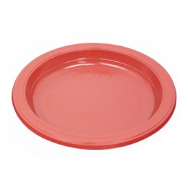 Prato Plastico PS Reutilizável Raso Vermelho Ø165mm (25 Uds)
