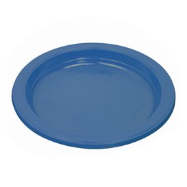 Prato Plastico PS Reutilizável Raso Azul Escuro Ø165mm (25 Uds)