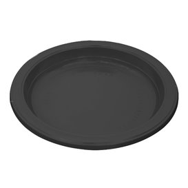 Prato Plastico PS Reutilizável Raso Preto Ø220mm (300 Uds)