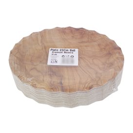 Prato de Cartão Desenho em Madeira "Bali" Ø23cm 345g/m² (450 Uds)