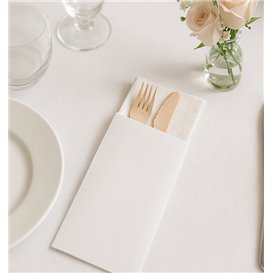 Saqueta de Talheres Branca 9x24cm (125 Uds)