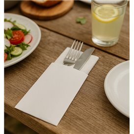 Saqueta de Talheres Branca 9x24cm (125 Uds)