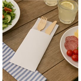 Saqueta de Talheres Branca 9x24cm (1.000 Uds)