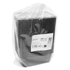 Embalagem Retangular PP Preto 750ml 17,6x12,4x6cm (500 Uds)