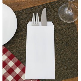 Saqueta de Talheres Branca 11x24cm (125 Uds)