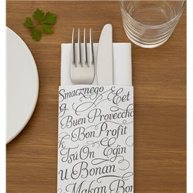 Saqueta de Talheres com Guardanapo "Bom apetite" 11x25cm (800 Uds)