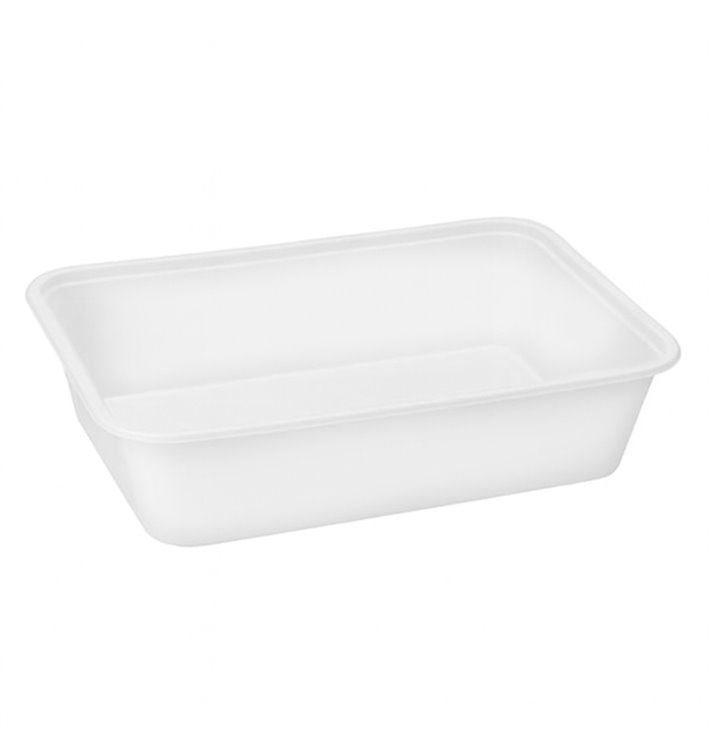 Embalagem Retangular PP Branca 500ml 17,4x11,6x3,5cm (25 Uds)