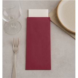 Saqueta de Talheres com Guardanapo Bordeaux 11x25cm (100 Uds)